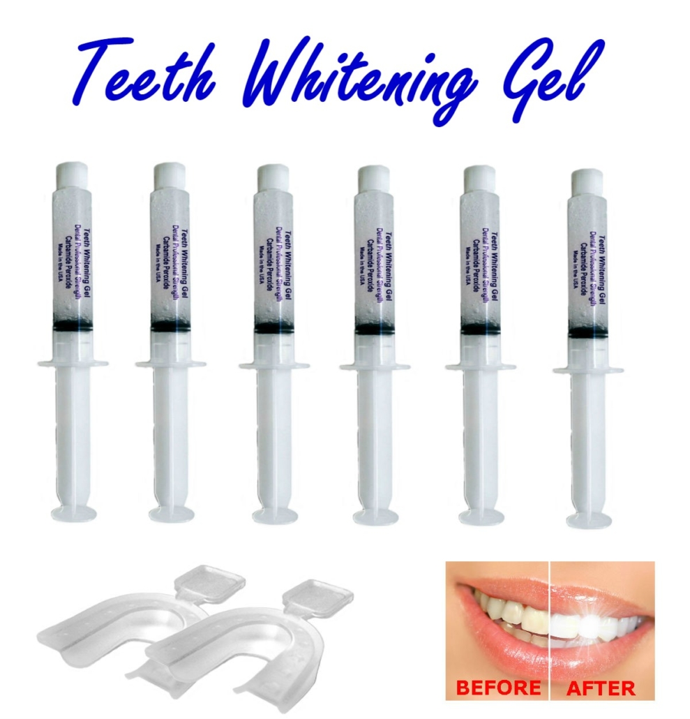 6 35 Teeth Whitening Gel Formula Syringes + 1 FREE Tray Set